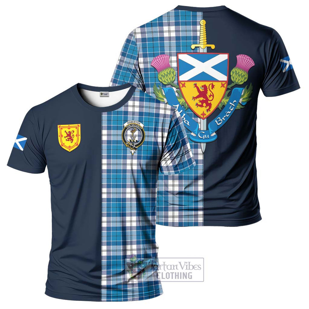 Tartan Vibes Clothing Roberton Tartan T-Shirt Alba with Scottish Lion Royal Arm Half Style