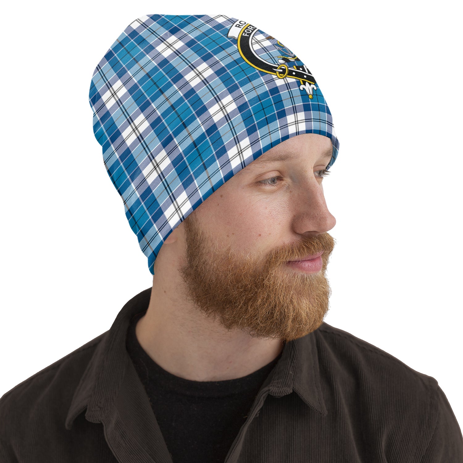 Roberton Tartan Beanies Hat with Family Crest One Size 10.5*10.2 inches - Tartan Vibes Clothing