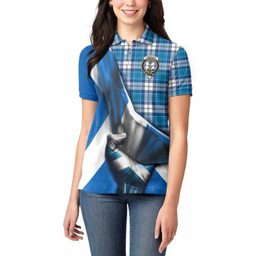 Roberton Tartan Women's Polo Shirt with Family Crest Scotland Patriotic Style