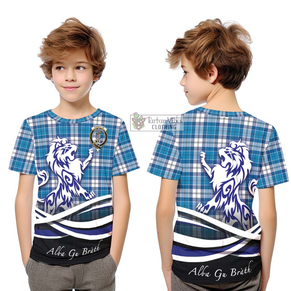 Roberton Tartan Kid T-Shirt with Alba Gu Brath Regal Lion Emblem Youth XL Size14 - Tartanvibesclothing Shop