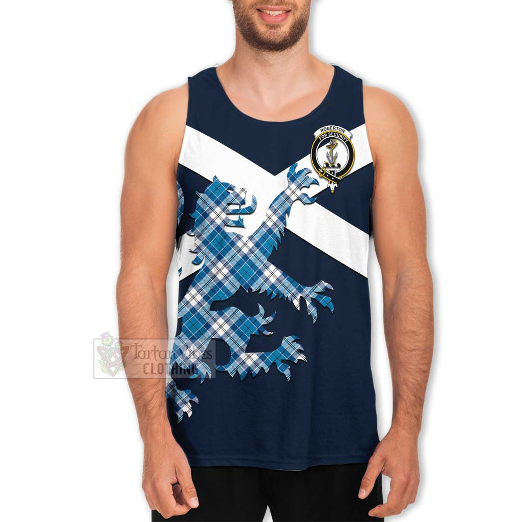 Tartan Vibes Clothing Roberton Tartan Lion Rampant Men's Tank Top – Proudly Display Your Heritage with Alba Gu Brath and Clan Name