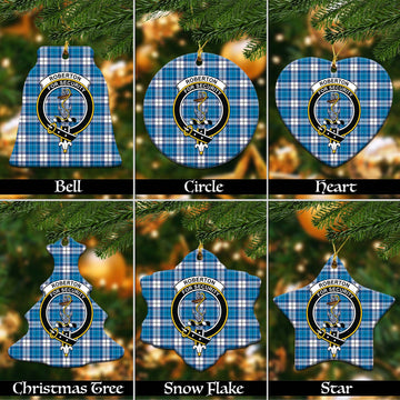 Roberton Tartan Christmas Ceramic Ornaments with Family Crest