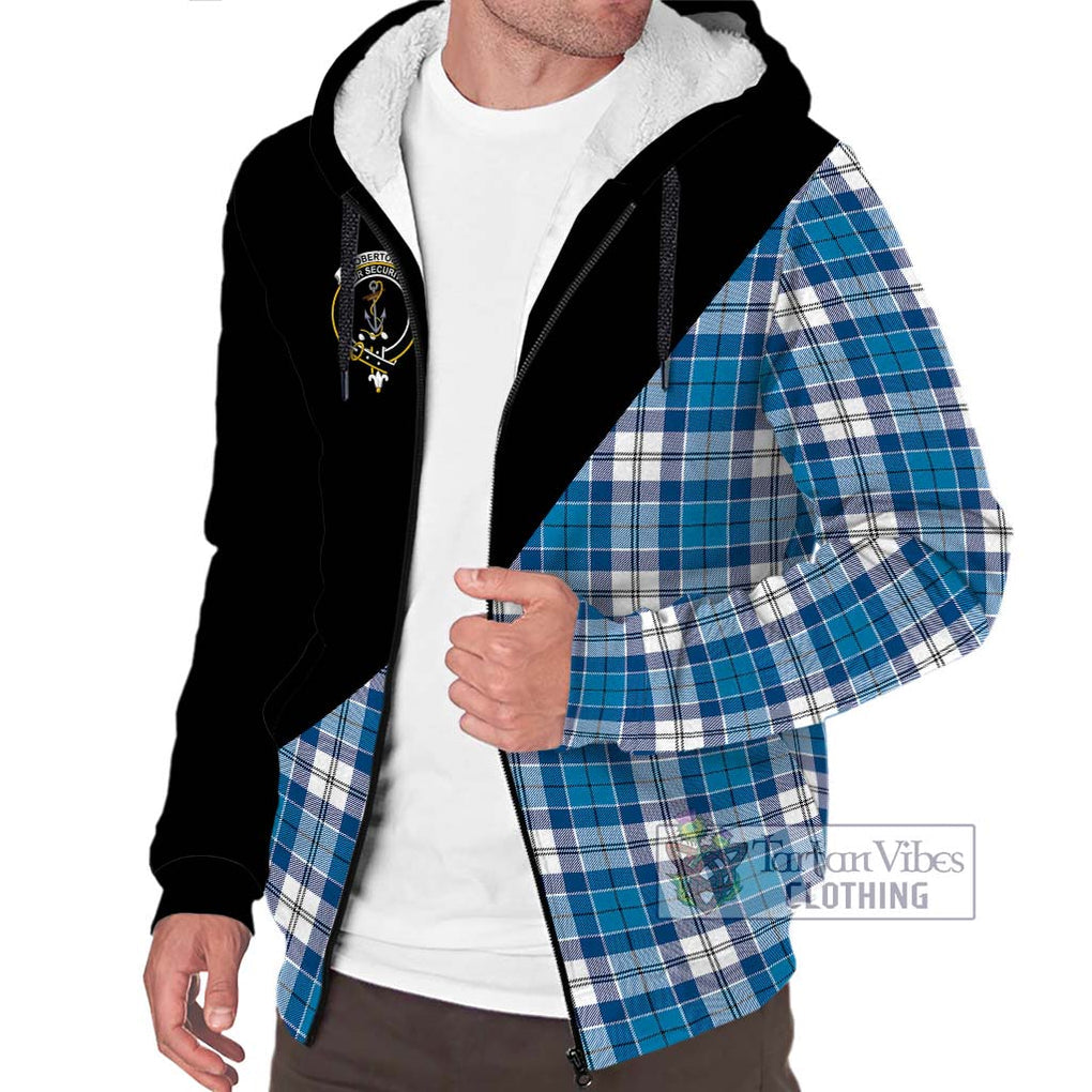 Roberton Tartan Sherpa Hoodie with Family Crest and Military Logo Style Unisex S - Tartanvibesclothing Shop