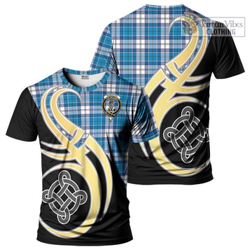 Roberton Tartan T-Shirt with Family Crest and Celtic Symbol Style