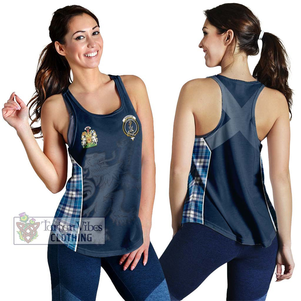 Roberton Tartan Women's Racerback Tanks with Family Crest and Lion Rampant Vibes Sport Style 4XL - Tartan Vibes Clothing