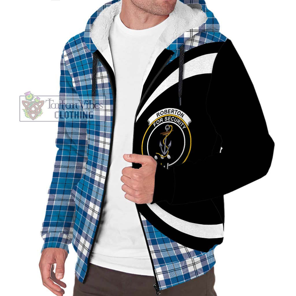 Roberton Tartan Sherpa Hoodie with Family Crest Circle Style Unisex S - Tartan Vibes Clothing