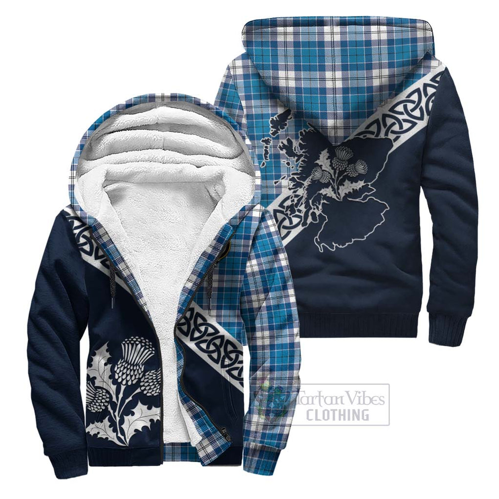 Tartan Vibes Clothing Roberton Tartan Sherpa Hoodie Featuring Thistle and Scotland Map