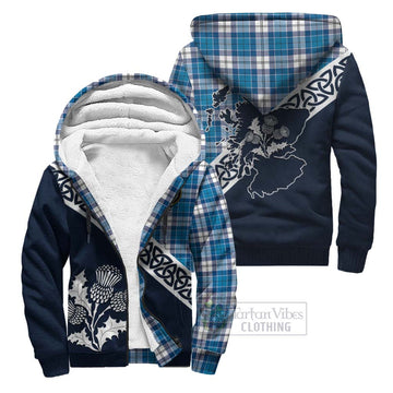 Roberton Tartan Sherpa Hoodie Featuring Thistle and Scotland Map