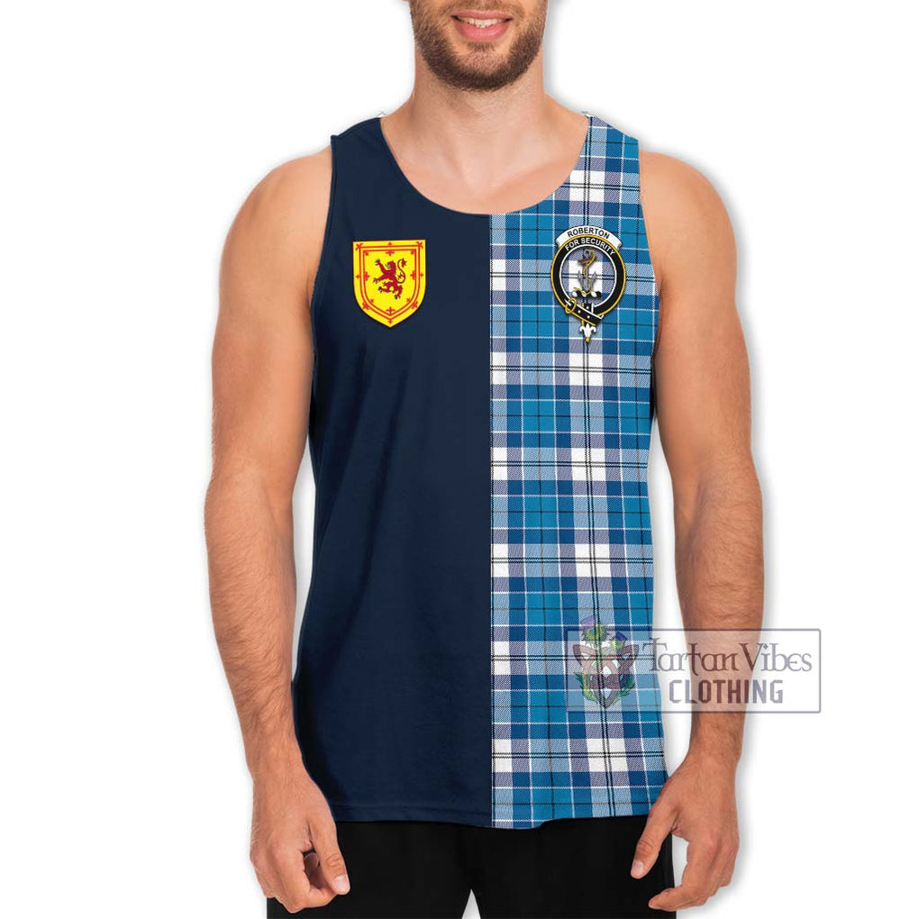 Tartan Vibes Clothing Roberton Tartan Men's Tank Top with Scottish Lion Royal Arm Half Style