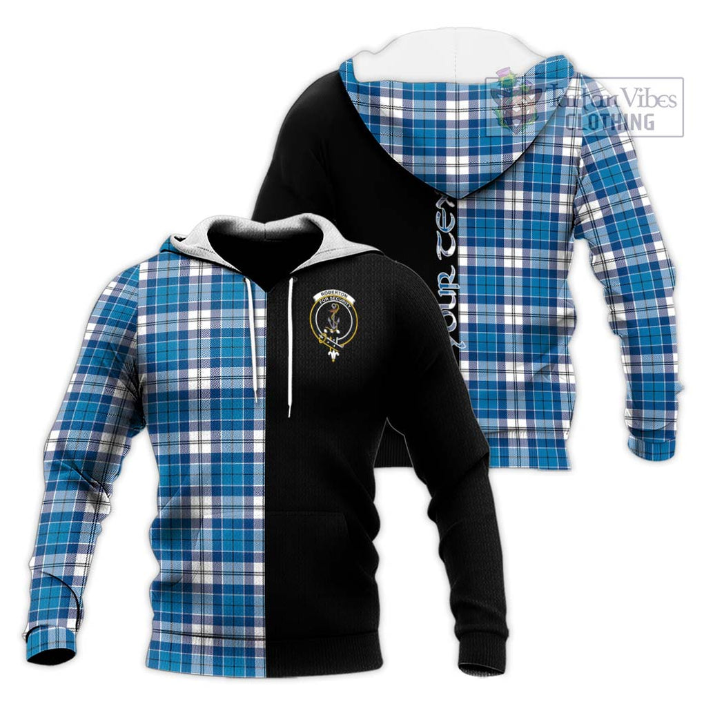 Roberton Tartan Knitted Hoodie with Family Crest and Half Of Me Style Unisex Knitted Pullover Hoodie - Tartanvibesclothing Shop