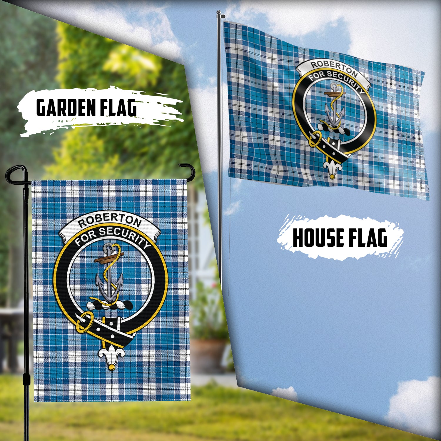 Roberton Tartan Flag with Family Crest Garden Flag (Vertical) - Tartan Vibes Clothing