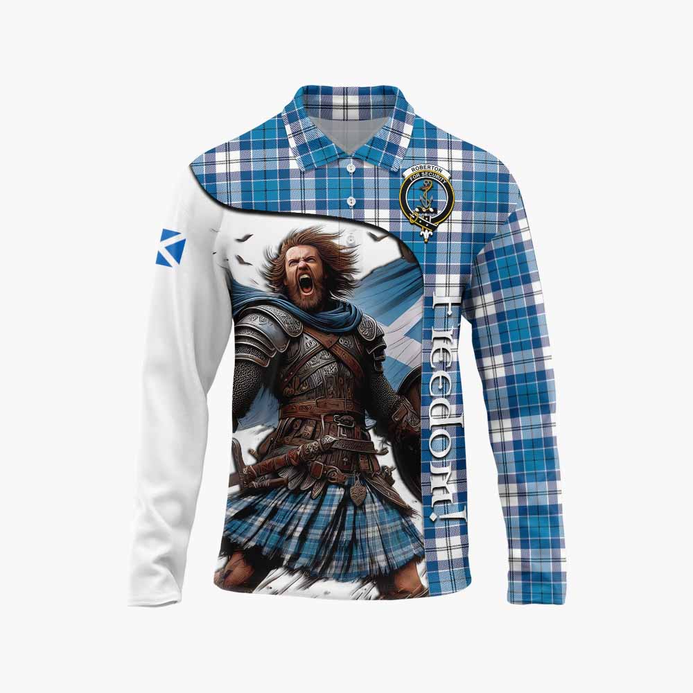 Tartan Vibes Clothing Roberton Crest Tartan Long Sleeve Polo Shirt Inspired by the Freedom of Scottish Warrior