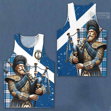 Roberton Tartan Men's Tank Top with Family Crest Scottish Bagpiper Vibes