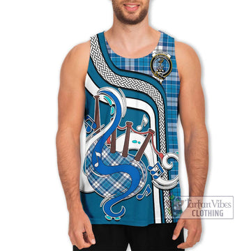 Roberton Tartan Men's Tank Top with Epic Bagpipe Style