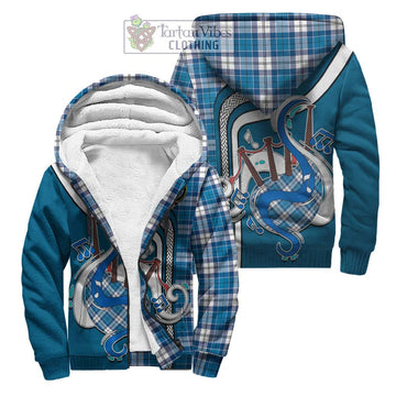 Roberton Tartan Sherpa Hoodie with Epic Bagpipe Style