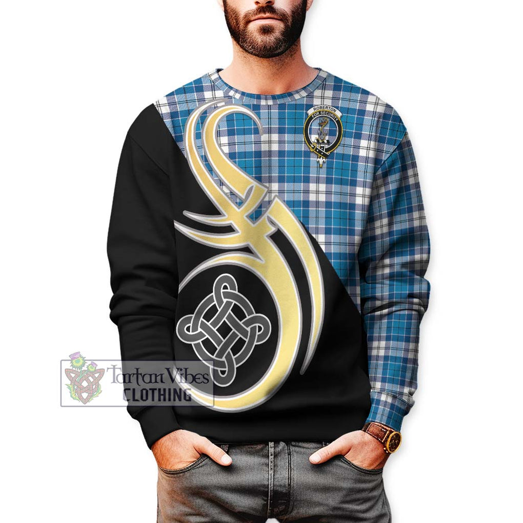 Roberton Tartan Sweatshirt with Family Crest and Celtic Symbol Style Unisex - Tartan Vibes Clothing