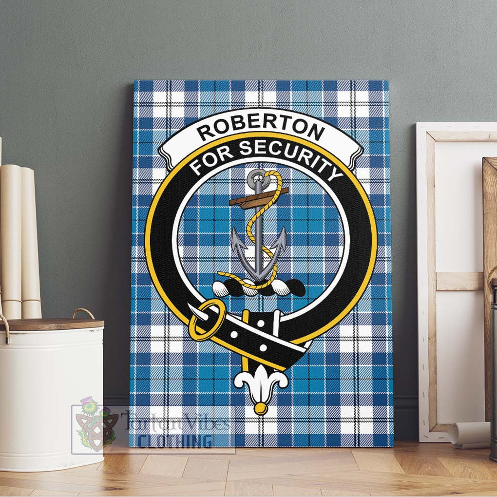 Roberton Tartan Canvas Print Wall Art with Family Crest Without Frame - Tartan Vibes Clothing