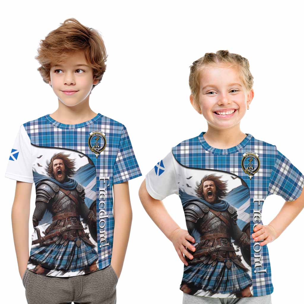 Tartan Vibes Clothing Roberton Crest Tartan Kid T-Shirt Inspired by the Freedom of Scottish Warrior