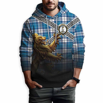 Roberton Crest Tartan Hoodie with Golden Lion Emblem Celtic Style Pullover Hoodie - Tartan Vibes Clothing