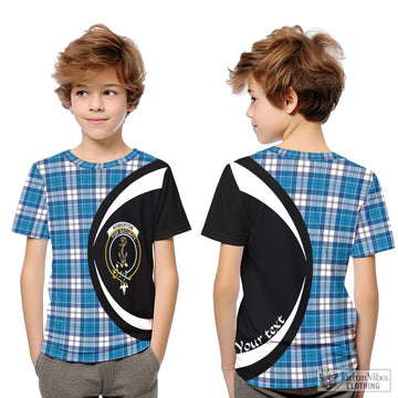 Roberton Tartan Kid T-Shirt with Family Crest Circle Style