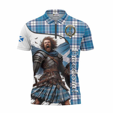 Roberton Crest Tartan Zipper Polo Shirt Inspired by the Freedom of Scottish Warrior