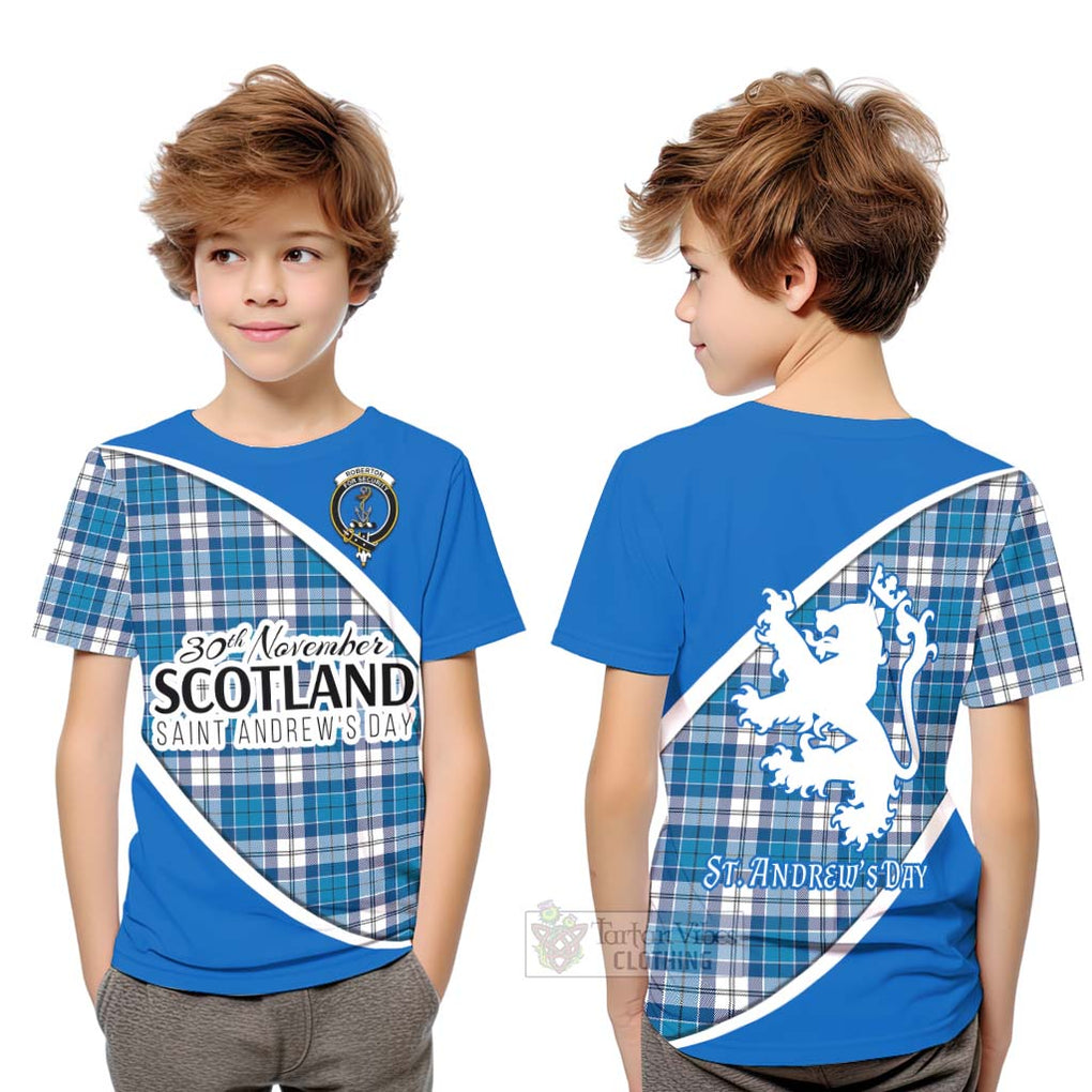 Tartan Vibes Clothing Roberton Family Crest Tartan Kid T-Shirt Celebrate Saint Andrew's Day in Style