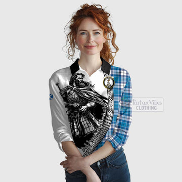 Roberton Tartan Clan Crest Women's Casual Shirt with Highlander Warrior Celtic Style Female - Tartan Vibes Clothing