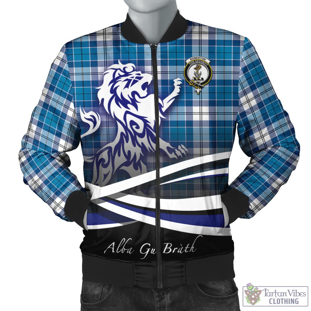 Tartan Vibes Clothing Roberton Tartan Bomber Jacket with Alba Gu Brath Regal Lion Emblem