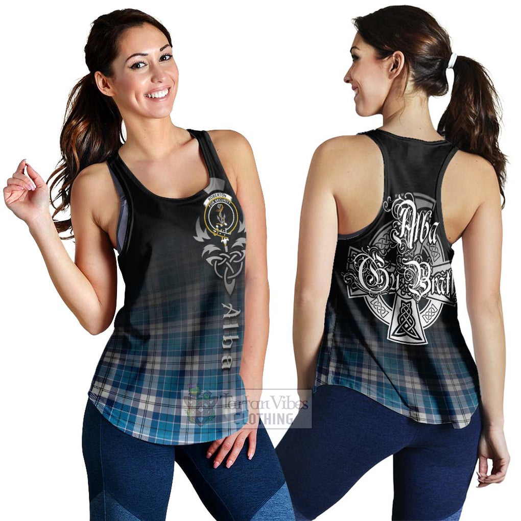 Tartan Vibes Clothing Roberton Tartan Women's Racerback Tanks Featuring Alba Gu Brath Family Crest Celtic Inspired