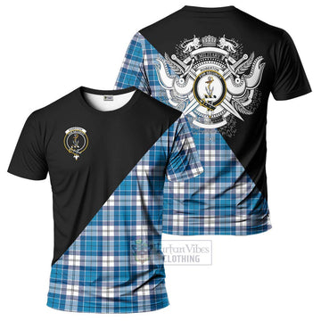 Roberton Tartan T-Shirt with Family Crest and Military Logo Style