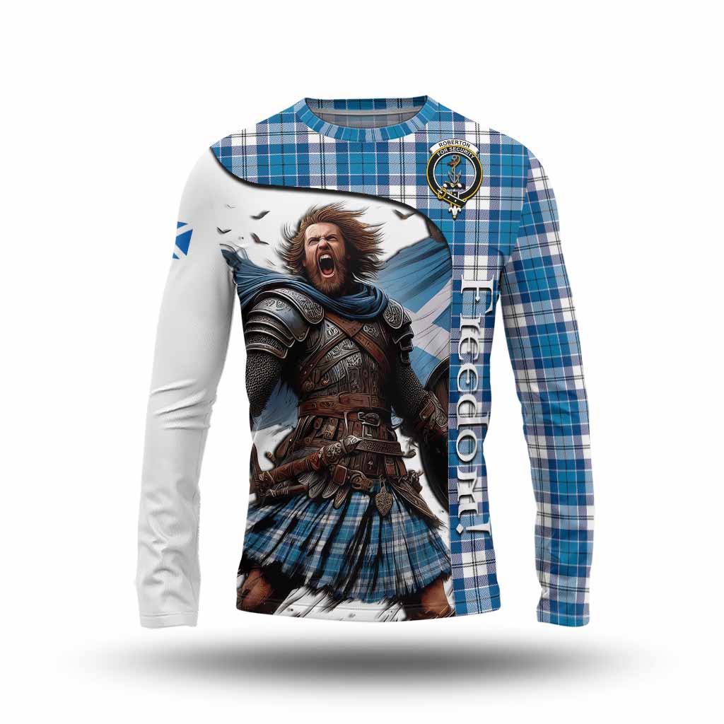 Tartan Vibes Clothing Roberton Crest Tartan Long Sleeve T-Shirt Inspired by the Freedom of Scottish Warrior