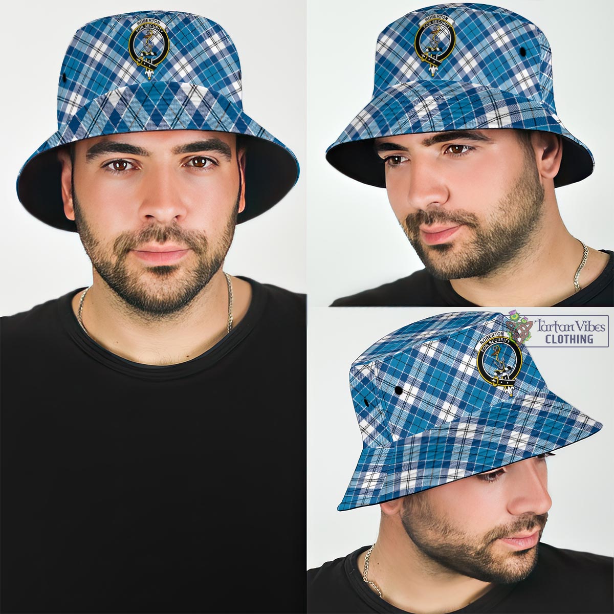 Tartan Vibes Clothing Roberton Tartan Bucket Hat with Family Crest