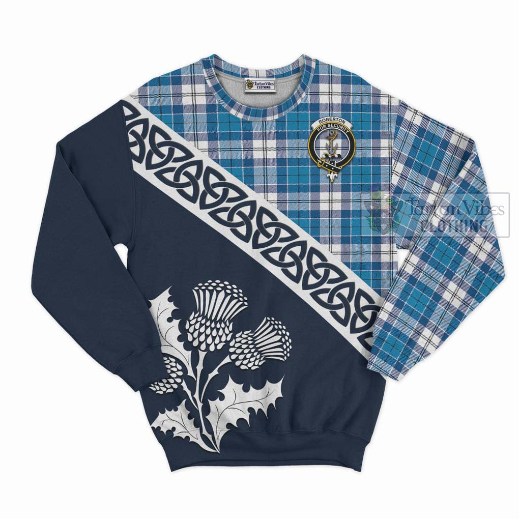 Tartan Vibes Clothing Roberton Tartan Sweatshirt Featuring Thistle and Scotland Map