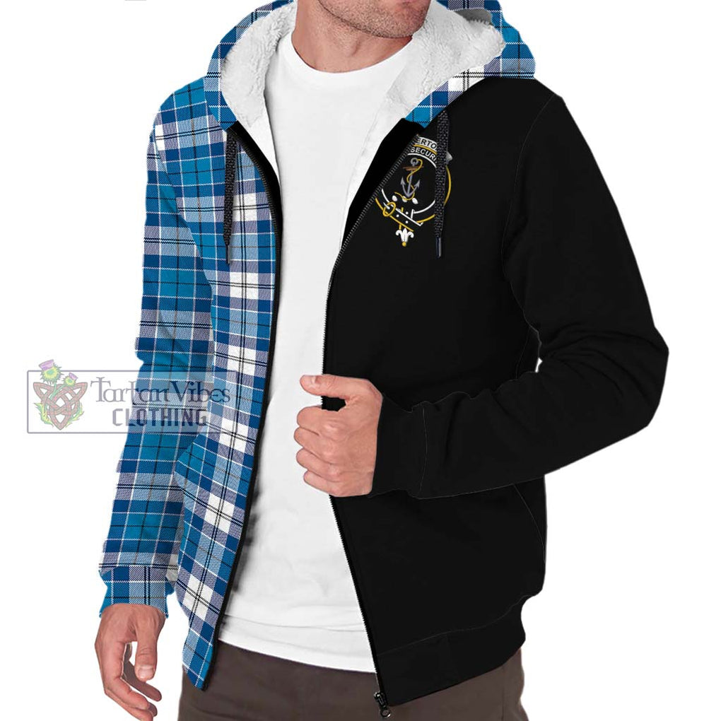 Roberton Tartan Sherpa Hoodie with Family Crest and Half Of Me Style Unisex S - Tartanvibesclothing Shop