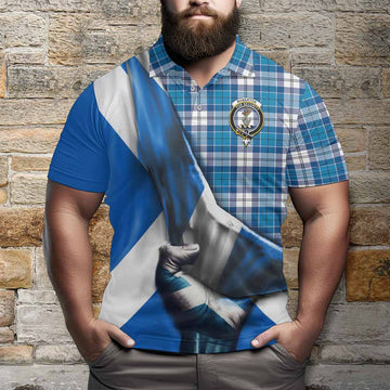 Roberton Tartan Polo Shirt with Family Crest Scotland Patriotic Style