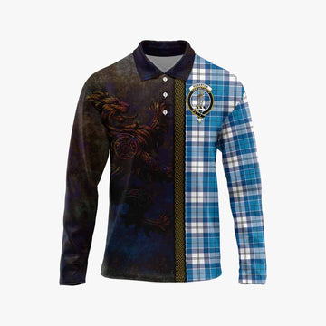 Roberton Tartan Family Crest Long Sleeve Polo Shirt Alba Gu Brath Be Brave Lion Ancient Style Unisex - Tartan Vibes Clothing