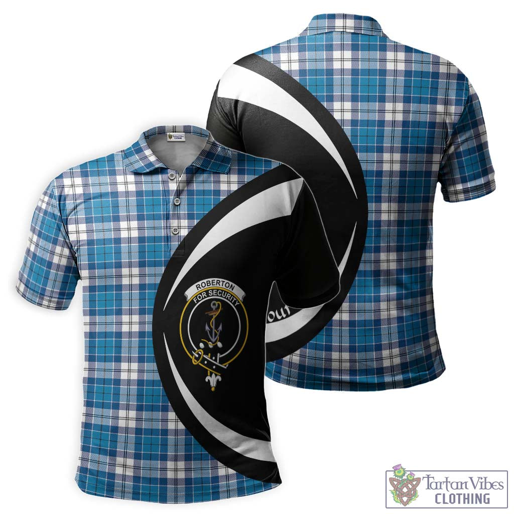 Tartan Vibes Clothing Roberton Tartan Men's Polo Shirt with Family Crest Circle Style