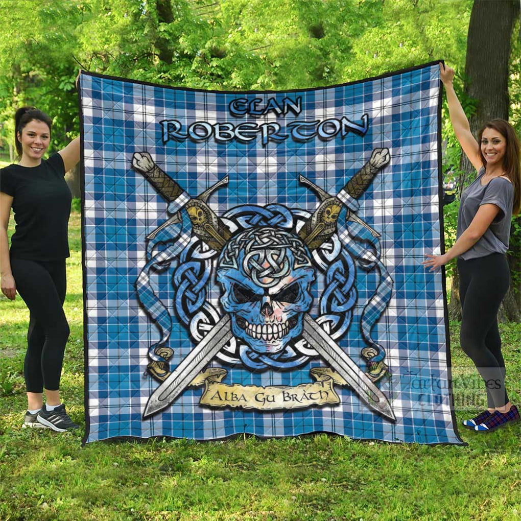 Tartan Vibes Clothing Roberton Tartan Quilt with Celtic Skull Alba Gu Brath Style