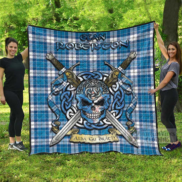 Roberton Tartan Quilt with Celtic Skull Alba Gu Brath Style