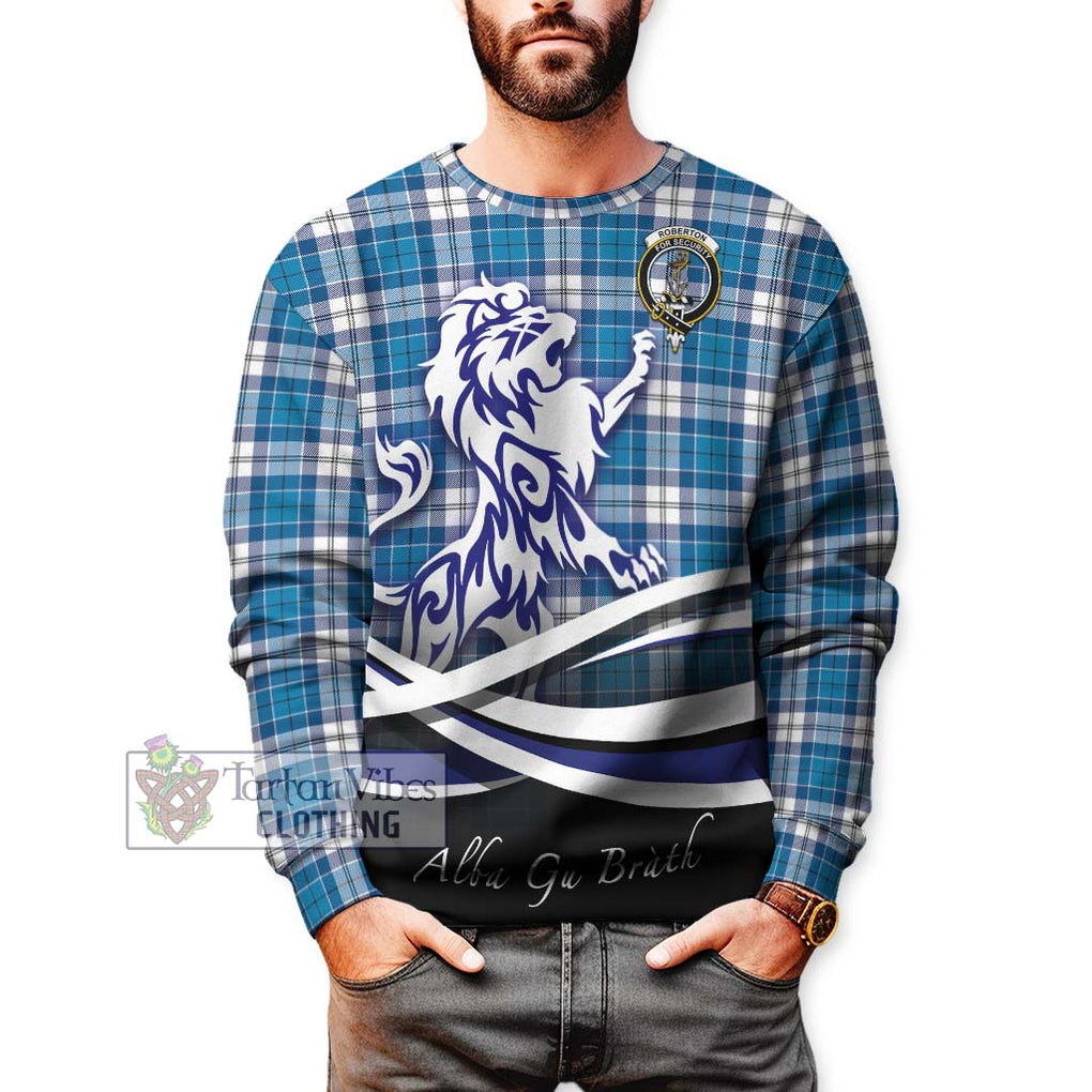 Roberton Tartan Sweatshirt with Alba Gu Brath Regal Lion Emblem Unisex - Tartanvibesclothing Shop