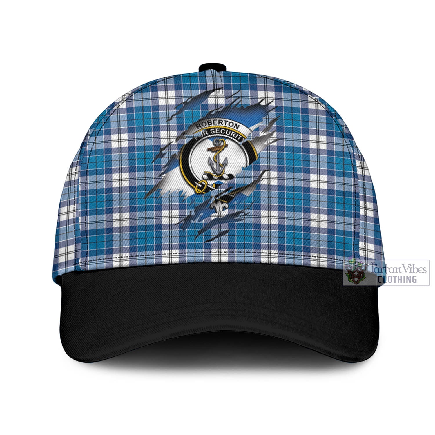 Tartan Vibes Clothing Roberton Tartan Classic Cap with Family Crest In Me Style