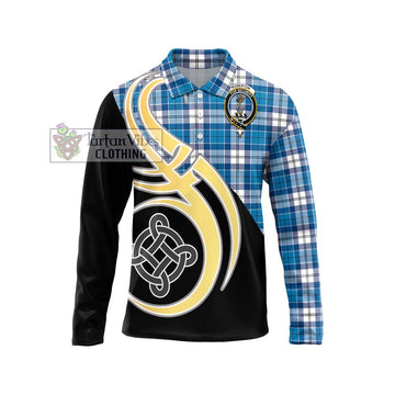 Roberton Tartan Long Sleeve Polo Shirt with Family Crest and Celtic Symbol Style Unisex - Tartan Vibes Clothing