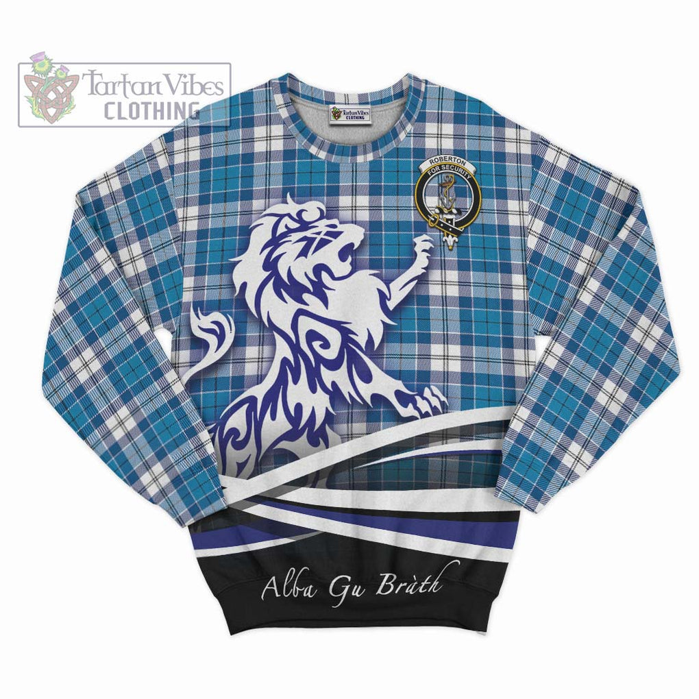 Roberton Tartan Sweatshirt with Alba Gu Brath Regal Lion Emblem - Tartanvibesclothing Shop