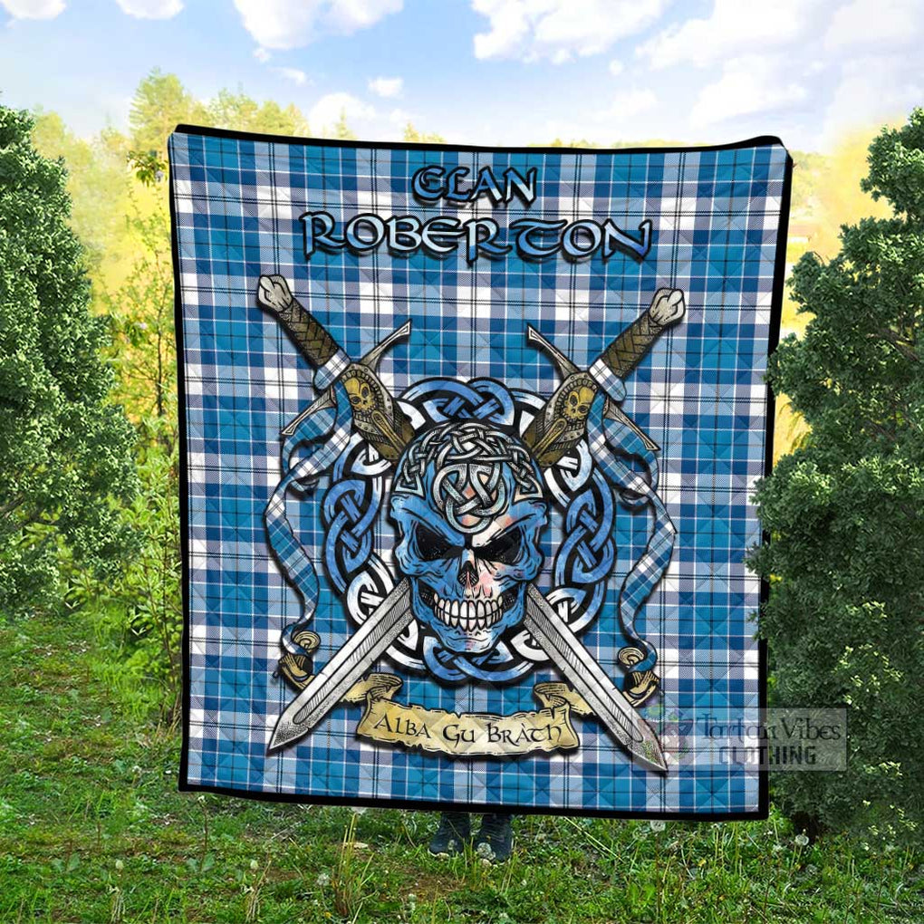 Tartan Vibes Clothing Roberton Tartan Quilt with Celtic Skull Alba Gu Brath Style