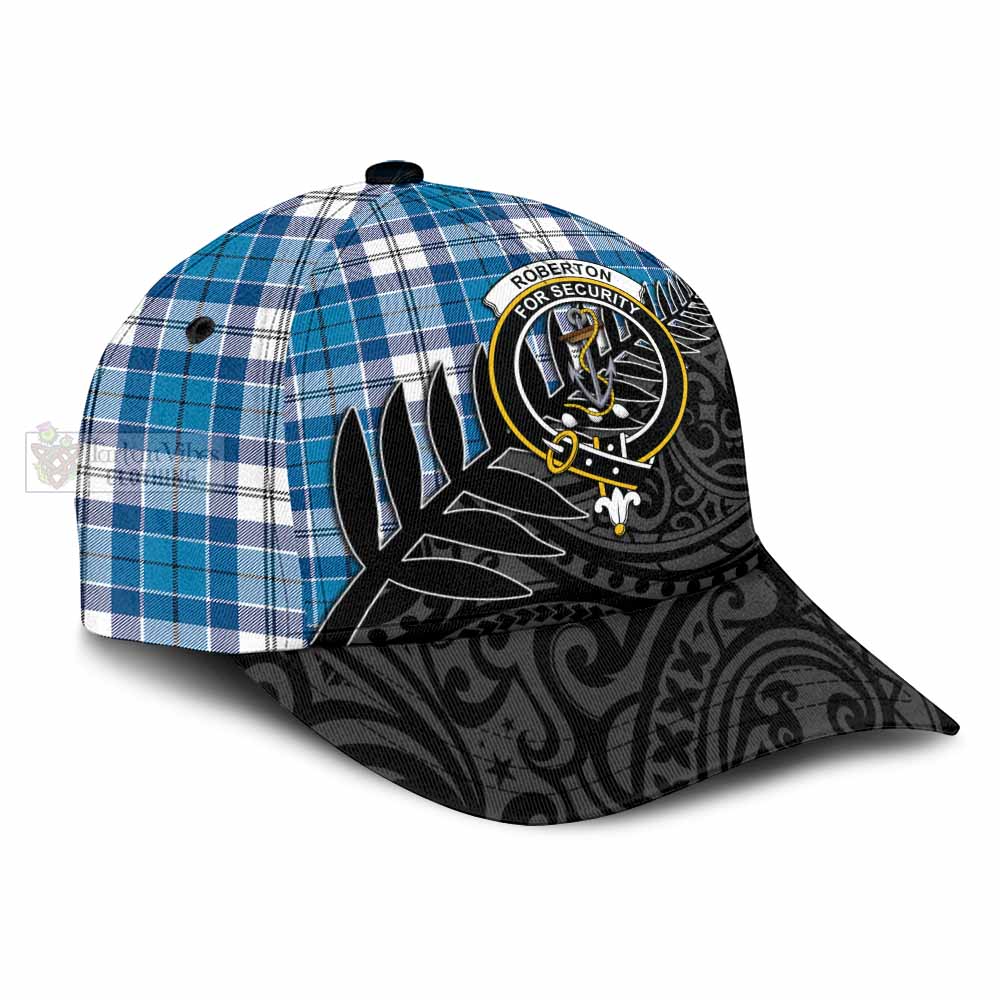 Tartan Vibes Clothing Roberton Tartan Classic Cap with New Zealand Silver Fern Half Style