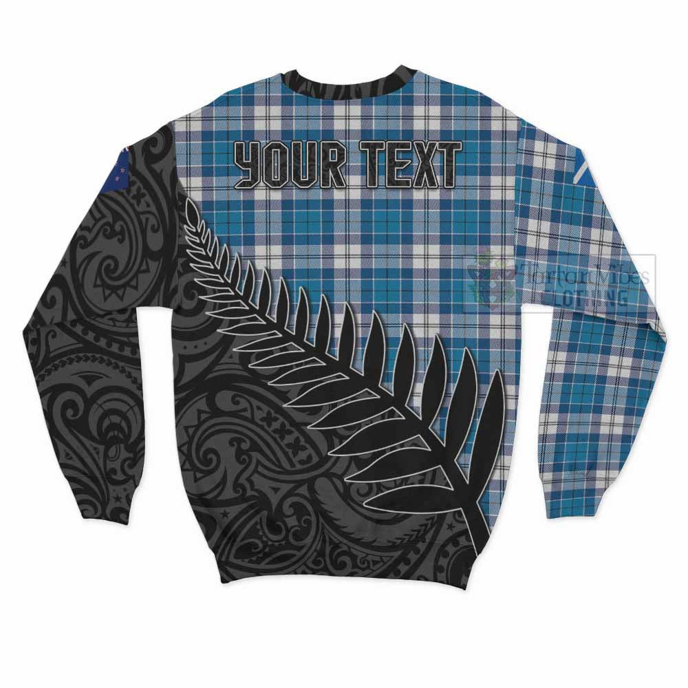 Tartan Vibes Clothing Roberton Crest Tartan Sweatshirt with New Zealand Silver Fern Half Style