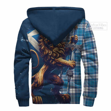 Roberton Tartan Family Crest Sherpa Hoodie with Scottish Majestic Lion