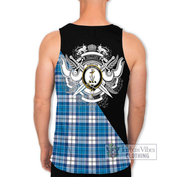 Roberton Tartan Men's Tank Top with Family Crest and Military Logo Style