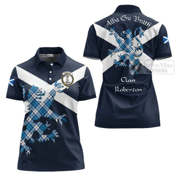 Roberton Tartan Lion Rampant Women's Polo Shirt Proudly Display Your Heritage with Alba Gu Brath and Clan Name - Tartan Vibes Clothing