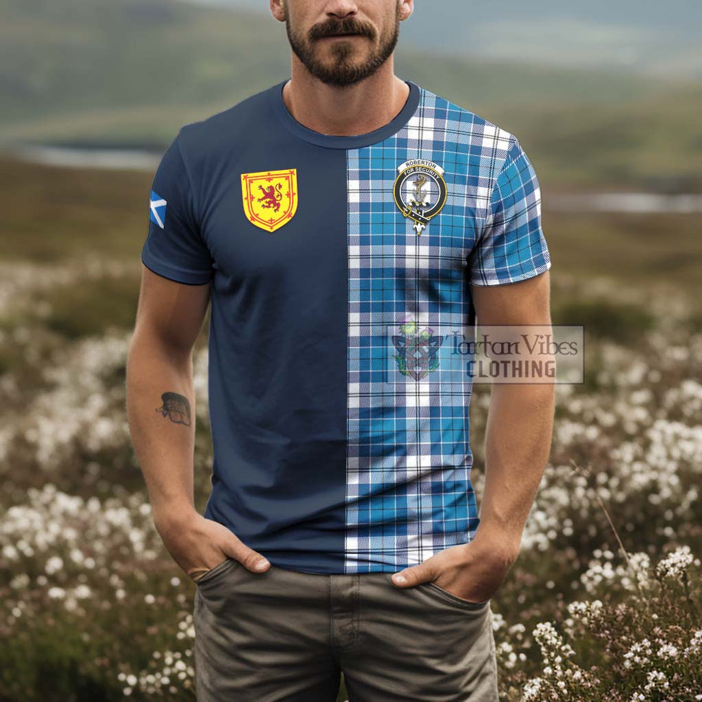 Tartan Vibes Clothing Roberton Tartan T-Shirt Alba with Scottish Lion Royal Arm Half Style